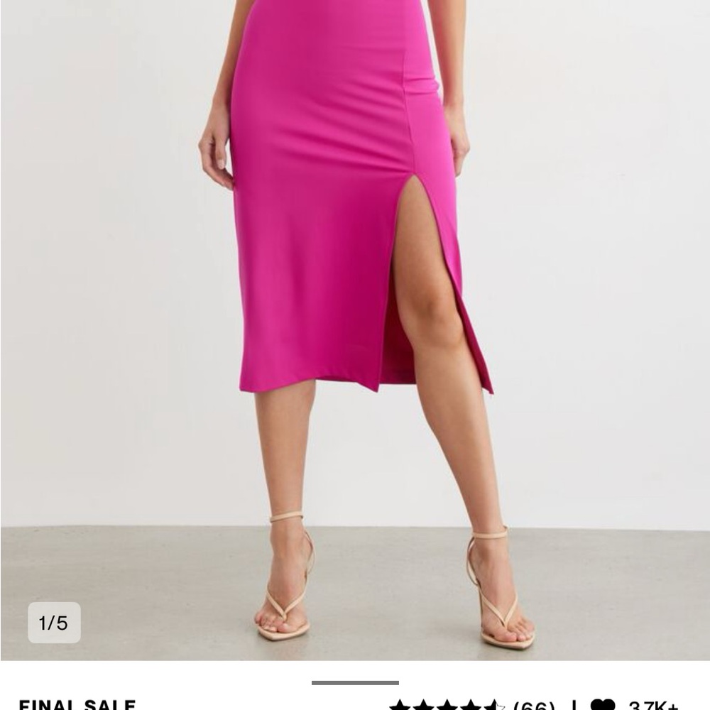 Dynamite Pink Pencil Dress with Slit for Night Out